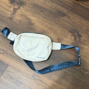 Peloton Beige Belt Bag with Black Strap